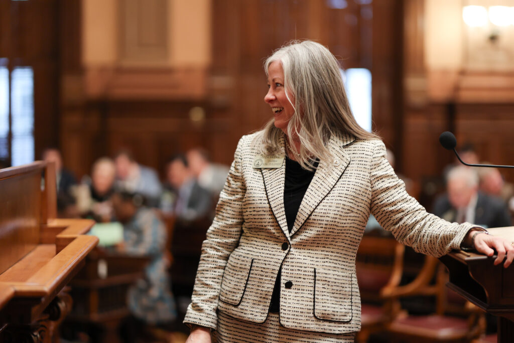 Rep. Leesa Hagan in the well of the Georgia House