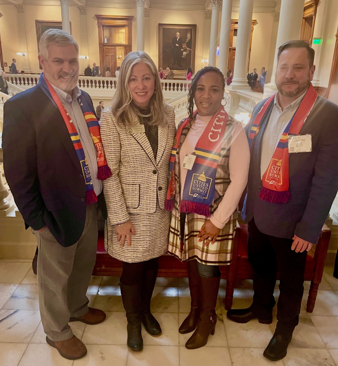 Mayor Willis Nesmith, Rep. Leesa Hagan, Lyons Councilman Cathy Benton, and Jason Hall